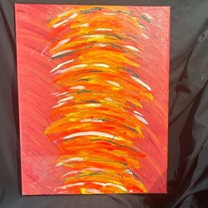 Vibrant Abstract Red and Orange Canvas Art.